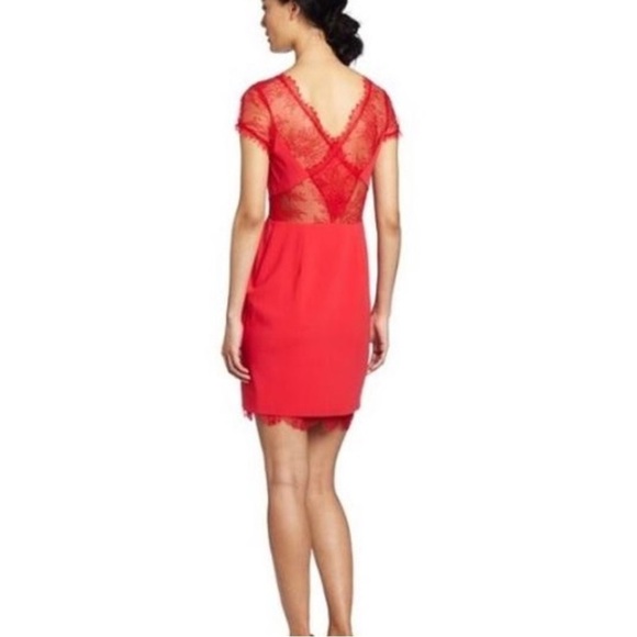 BCBGMaxAzria Nel Lipstick Red Lace Cocktail Dress - Picture 4 of 13